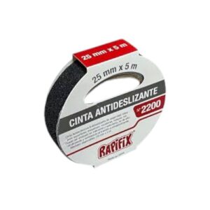 CINTA ANTIDESLIZANTE 25x 5mt NEGRA RAPIFIX