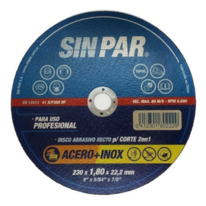 DISCO ABRASIVO SIN-PAR PLANO 230x1.80